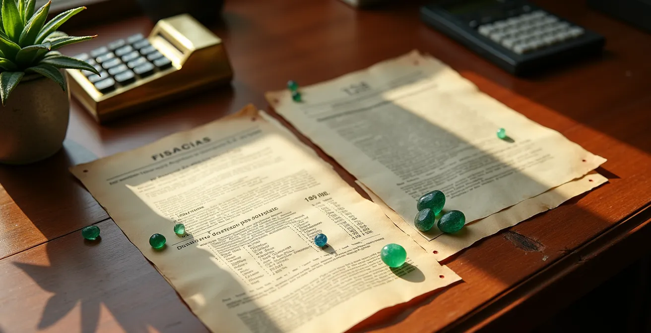 Calculatrice élégante avec bijoux précieux et documents fiscaux français