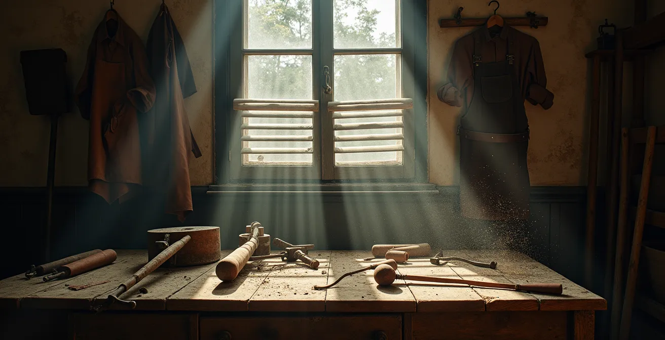 Outils anciens de métiers d'art disparus préservés comme patrimoine